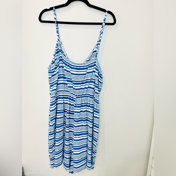 American Eagle Outfitters|Blue White Stripes 100% Cotton Wrap Romper NWT XL TALL - Picture 9 of 11